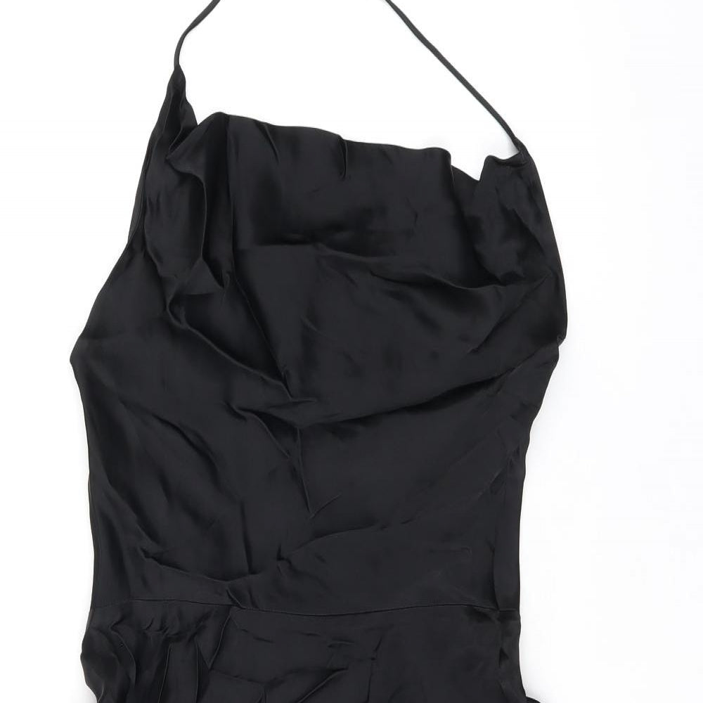 Zara Womens Black Viscose Mini Size XS Halter Zip