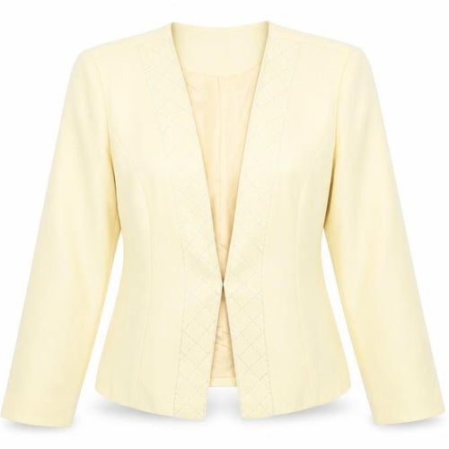 Leslie Fay Womens Yellow Jacket Size 14 Hook & Eye - Beaded Neckline