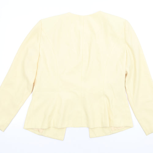 Leslie Fay Womens Yellow Jacket Size 14 Hook & Eye - Beaded Neckline