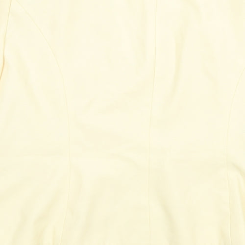 Leslie Fay Womens Yellow Jacket Size 14 Hook & Eye - Beaded Neckline