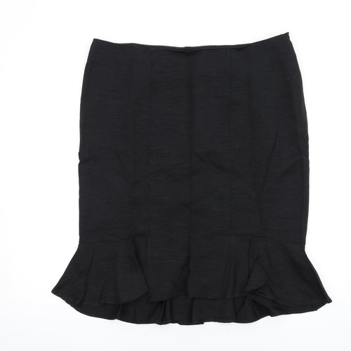 Monsoon Womens Black Polyester Trumpet Skirt Size 16 Zip