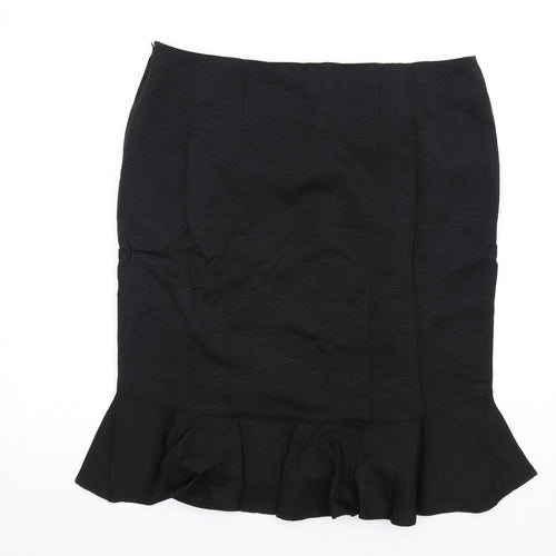 Monsoon Womens Black Polyester Trumpet Skirt Size 16 Zip