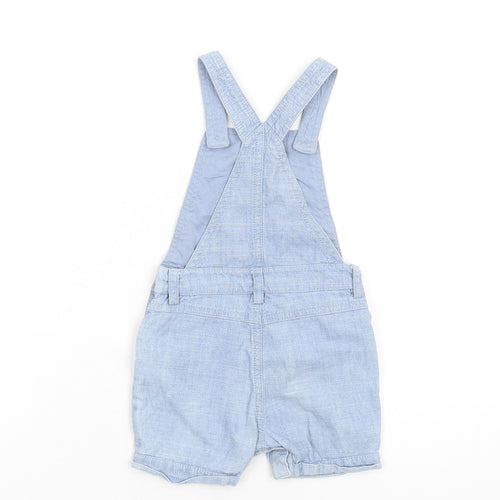 Marks and Spencer Boys Blue Cotton Dungaree One-Piece Size 6-9 Months Button