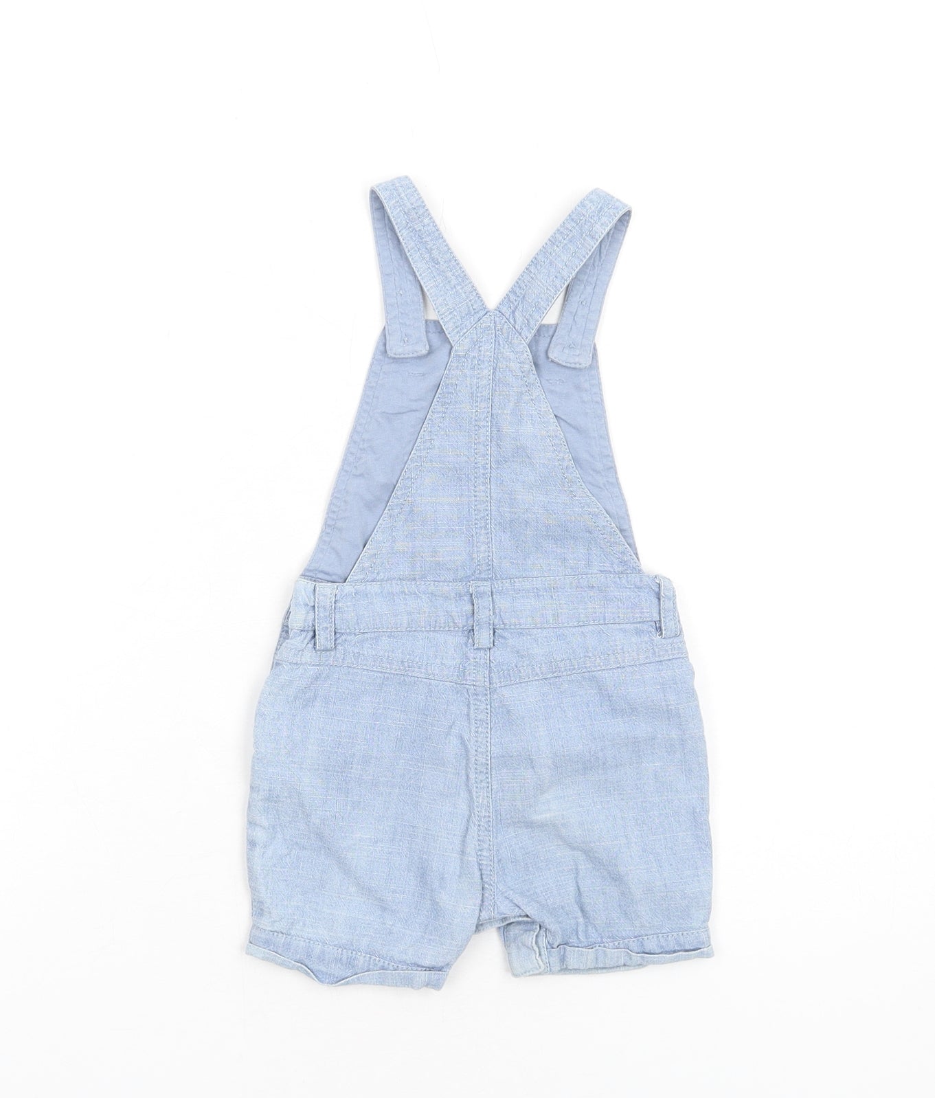 Marks and Spencer Boys Blue Cotton Dungaree One-Piece Size 6-9 Months Button