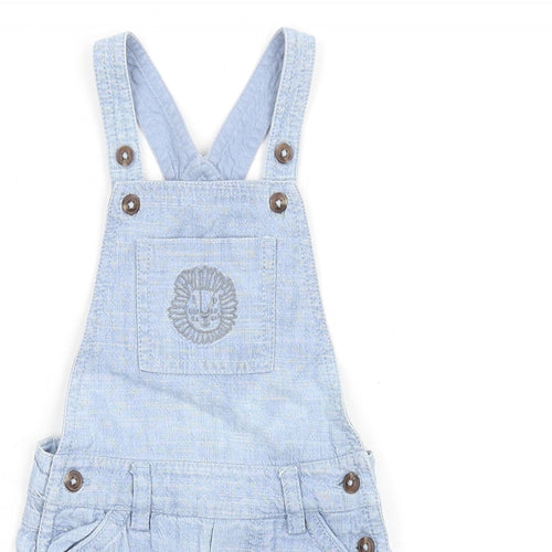 Marks and Spencer Boys Blue Cotton Dungaree One-Piece Size 6-9 Months Button