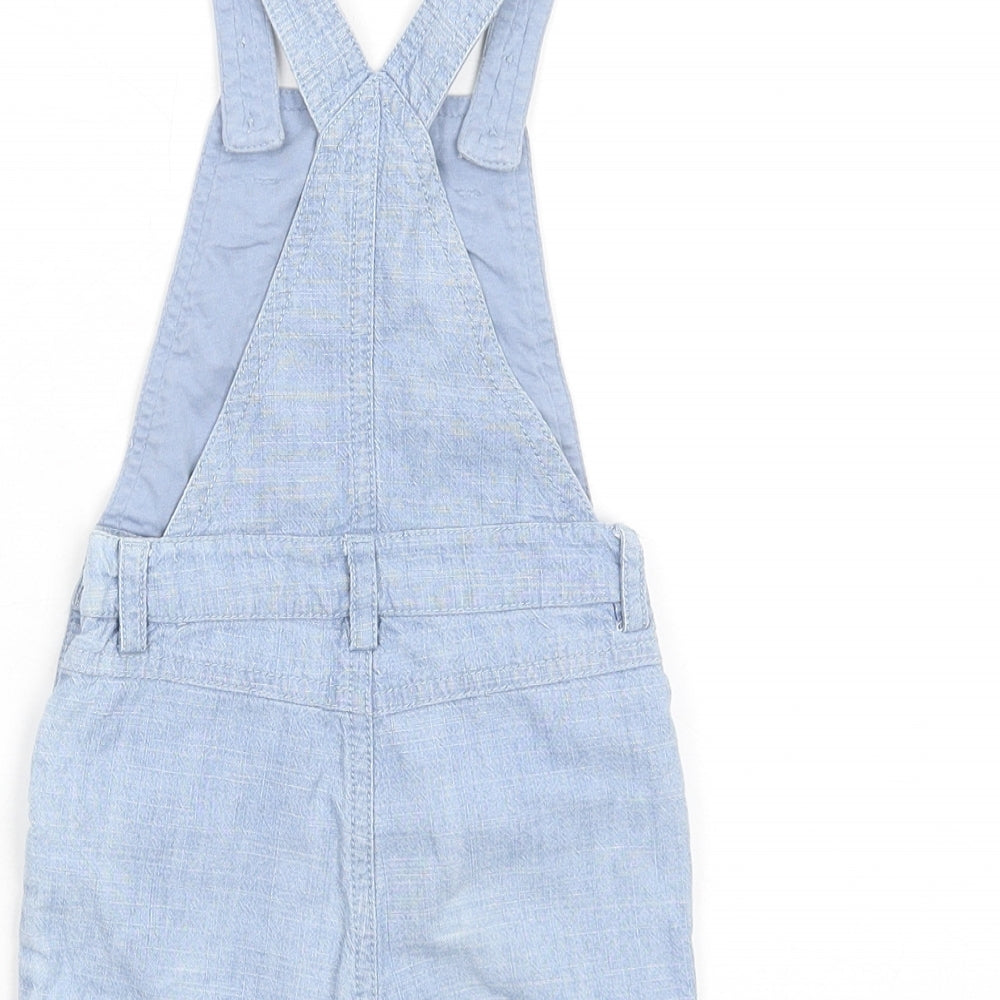 Marks and Spencer Boys Blue Cotton Dungaree One-Piece Size 6-9 Months Button