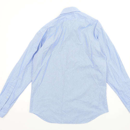 T.M.Lewin Mens Blue Cotton Dress Shirt Size 16 Collared Button