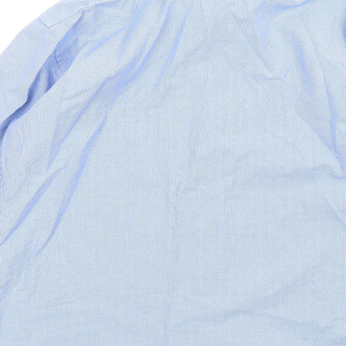 T.M.Lewin Mens Blue Cotton Dress Shirt Size 16 Collared Button