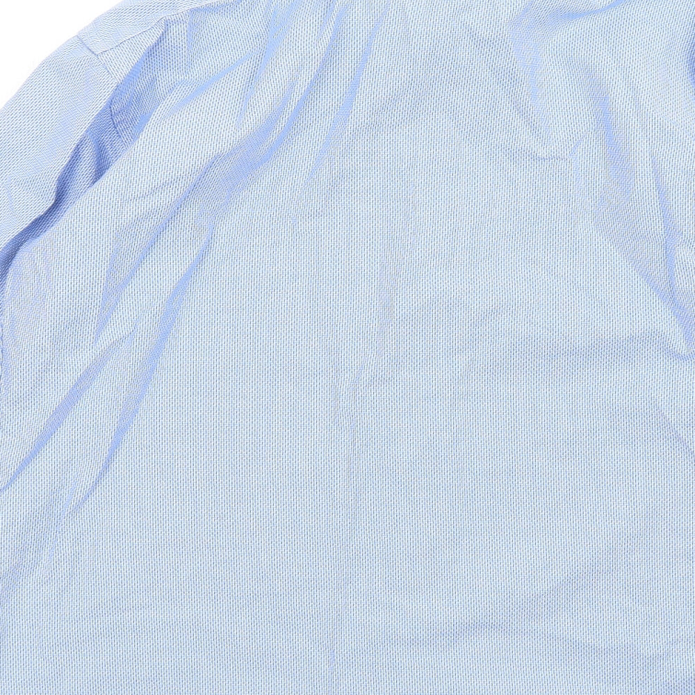 T.M.Lewin Mens Blue Cotton Dress Shirt Size 16 Collared Button