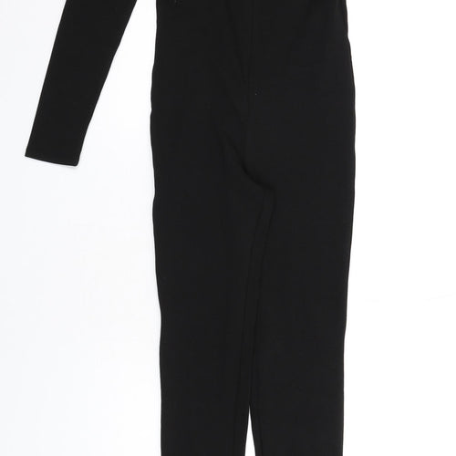 Zara Womens Black Cotton Catsuit One-Piece Size M L32 in Zip