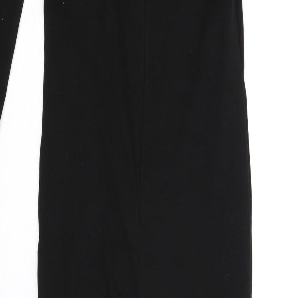 Zara Womens Black Cotton Catsuit One-Piece Size M L32 in Zip