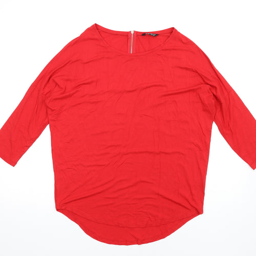 Select Womens Red Viscose Basic T-Shirt Size 12 Scoop Neck