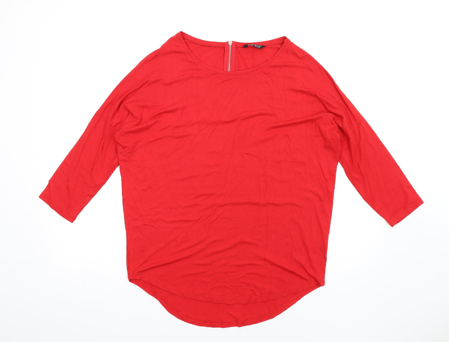 Select Womens Red Viscose Basic T-Shirt Size 12 Scoop Neck