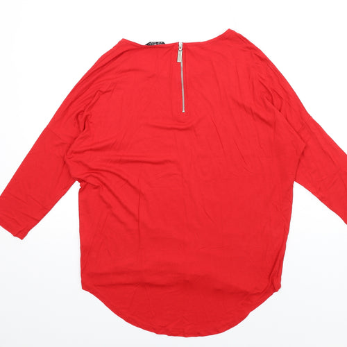 Select Womens Red Viscose Basic T-Shirt Size 12 Scoop Neck