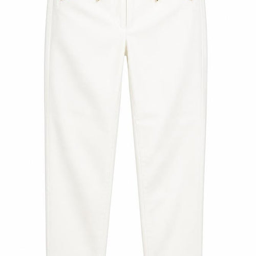 Marks and Spencer Womens White Polyester Tapered Jeans Size 10 L28 in Slim Zip