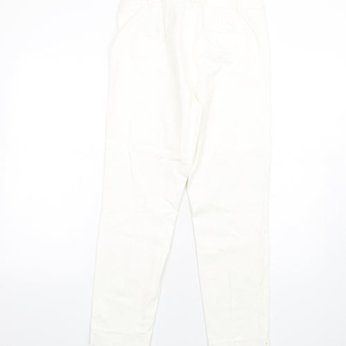 Marks and Spencer Womens White Polyester Tapered Jeans Size 10 L28 in Slim Zip