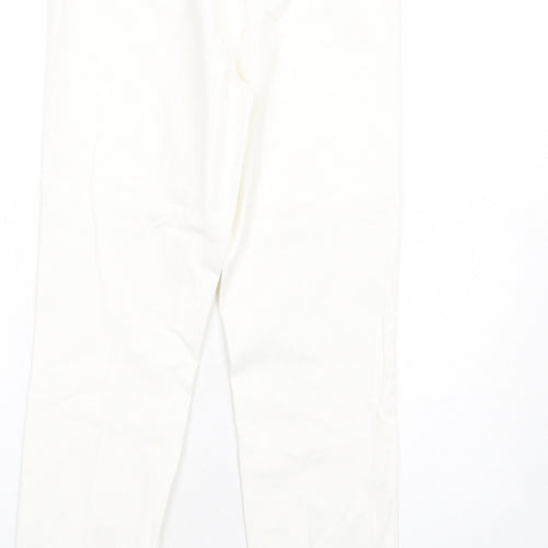 Marks and Spencer Womens White Polyester Tapered Jeans Size 10 L28 in Slim Zip