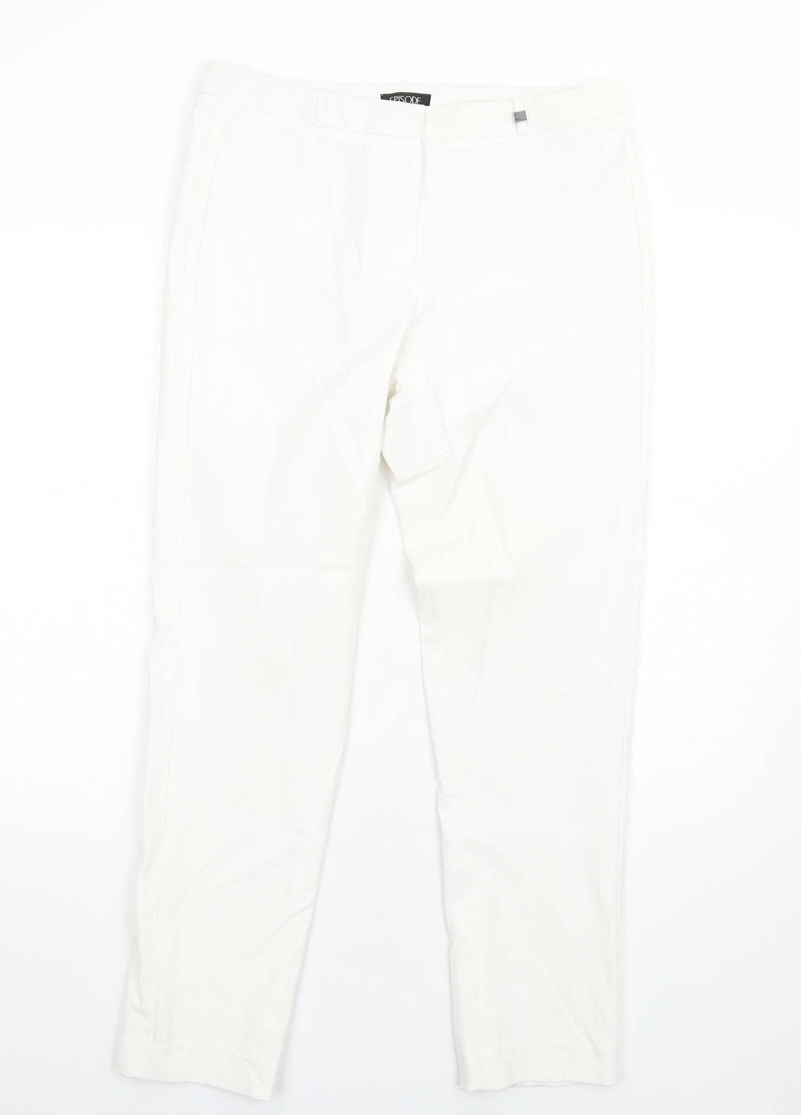 Episode Womens White Polyester Trousers Size 10 L30 in Regular Zip