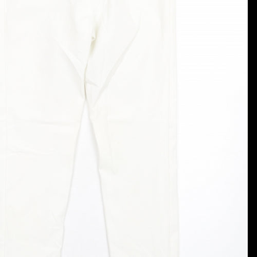 Episode Womens White Polyester Trousers Size 10 L30 in Regular Zip