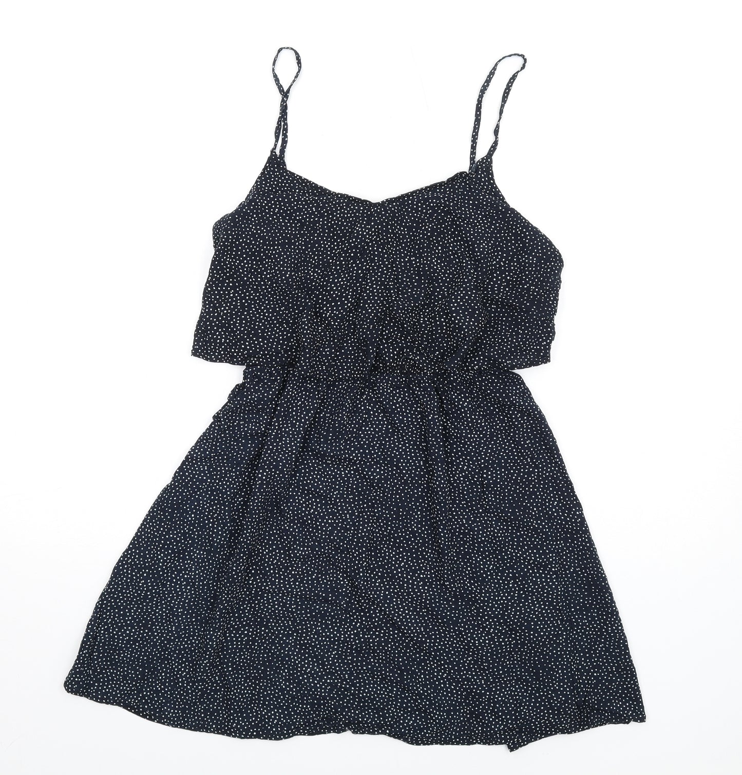 H&M Womens Blue Polka Dot Viscose A-Line Size 12 V-Neck Pullover