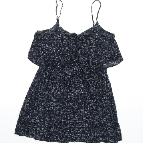 H&M Womens Blue Polka Dot Viscose A-Line Size 12 V-Neck Pullover