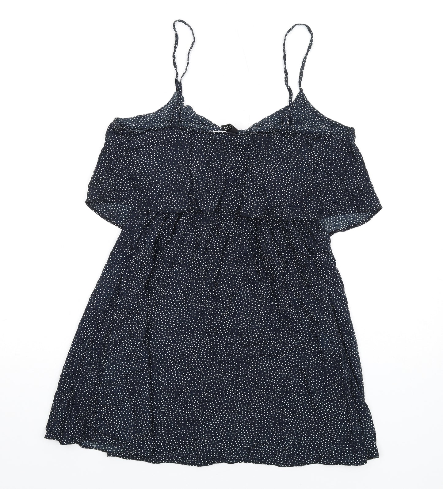 H&M Womens Blue Polka Dot Viscose A-Line Size 12 V-Neck Pullover