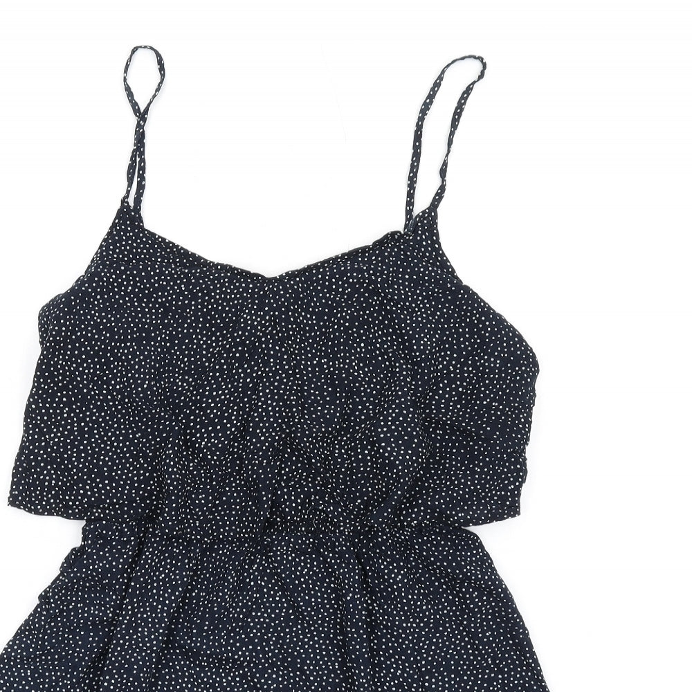 H&M Womens Blue Polka Dot Viscose A-Line Size 12 V-Neck Pullover