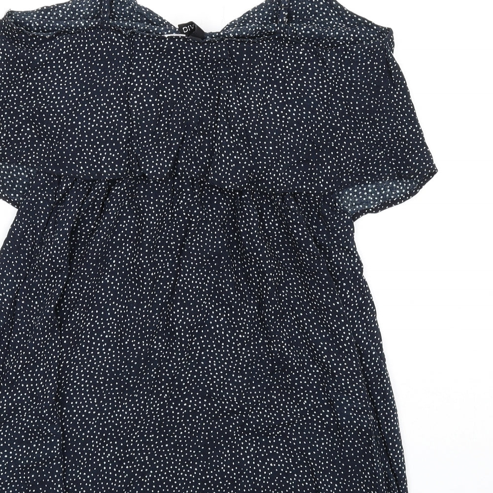 H&M Womens Blue Polka Dot Viscose A-Line Size 12 V-Neck Pullover