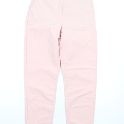 Marks and Spencer Womens Pink Cotton Trousers Size 6 L28 in Regular Zip