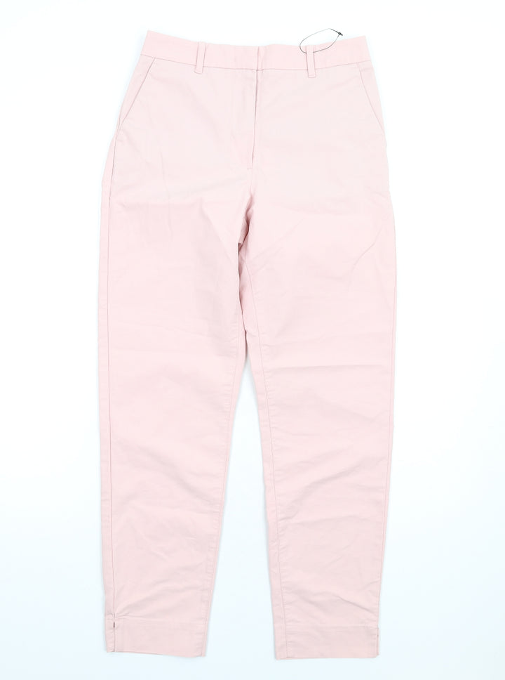 Marks and Spencer Womens Pink Cotton Trousers Size 6 L28 in Regular Zip