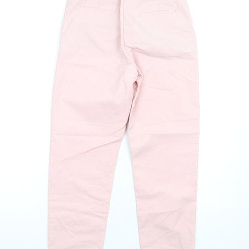 Marks and Spencer Womens Pink Cotton Trousers Size 6 L28 in Regular Zip