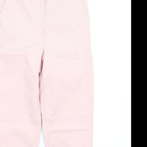 Marks and Spencer Womens Pink Cotton Trousers Size 6 L28 in Regular Zip