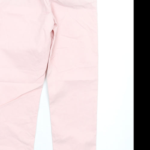 Marks and Spencer Womens Pink Cotton Trousers Size 6 L28 in Regular Zip