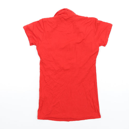 Zara Womens Red Viscose Basic T-Shirt Size M Square Neck
