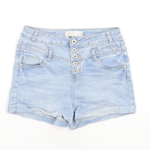 365 Denim Womens Blue Cotton Boyfriend Shorts Size 10 Regular Button