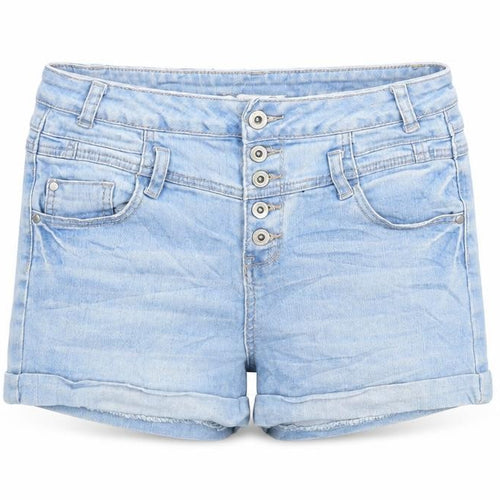 365 Denim Womens Blue Cotton Boyfriend Shorts Size 10 Regular Button