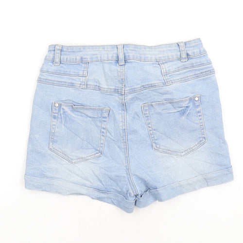 365 Denim Womens Blue Cotton Boyfriend Shorts Size 10 Regular Button