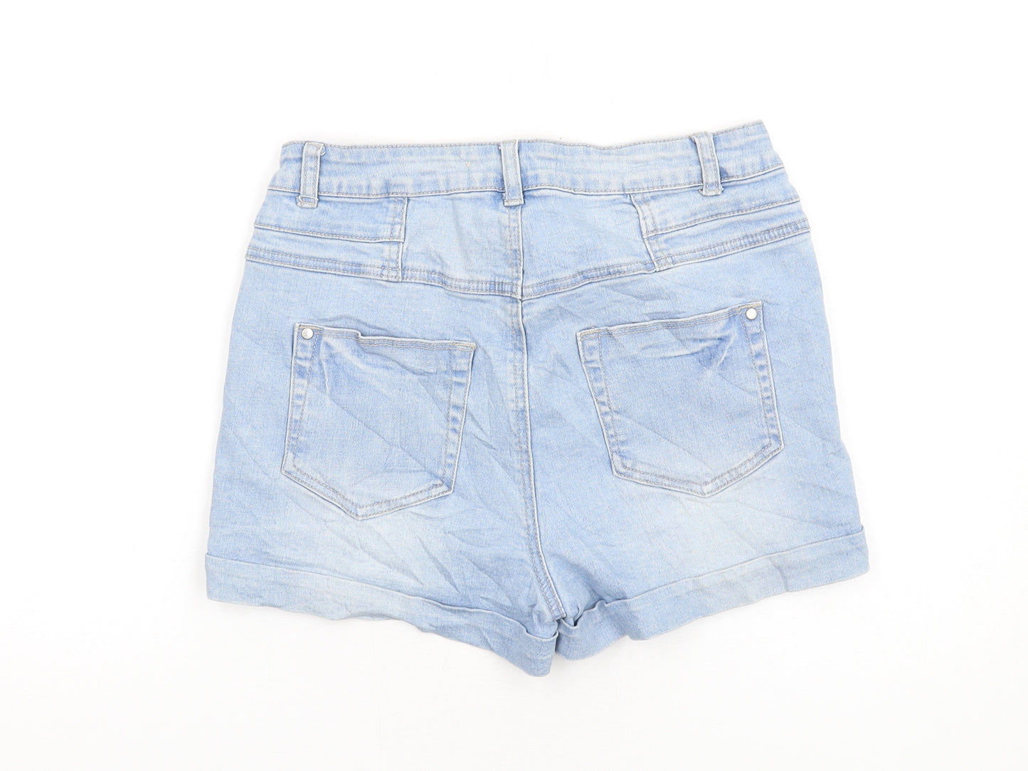 365 Denim Womens Blue Cotton Boyfriend Shorts Size 10 Regular Button