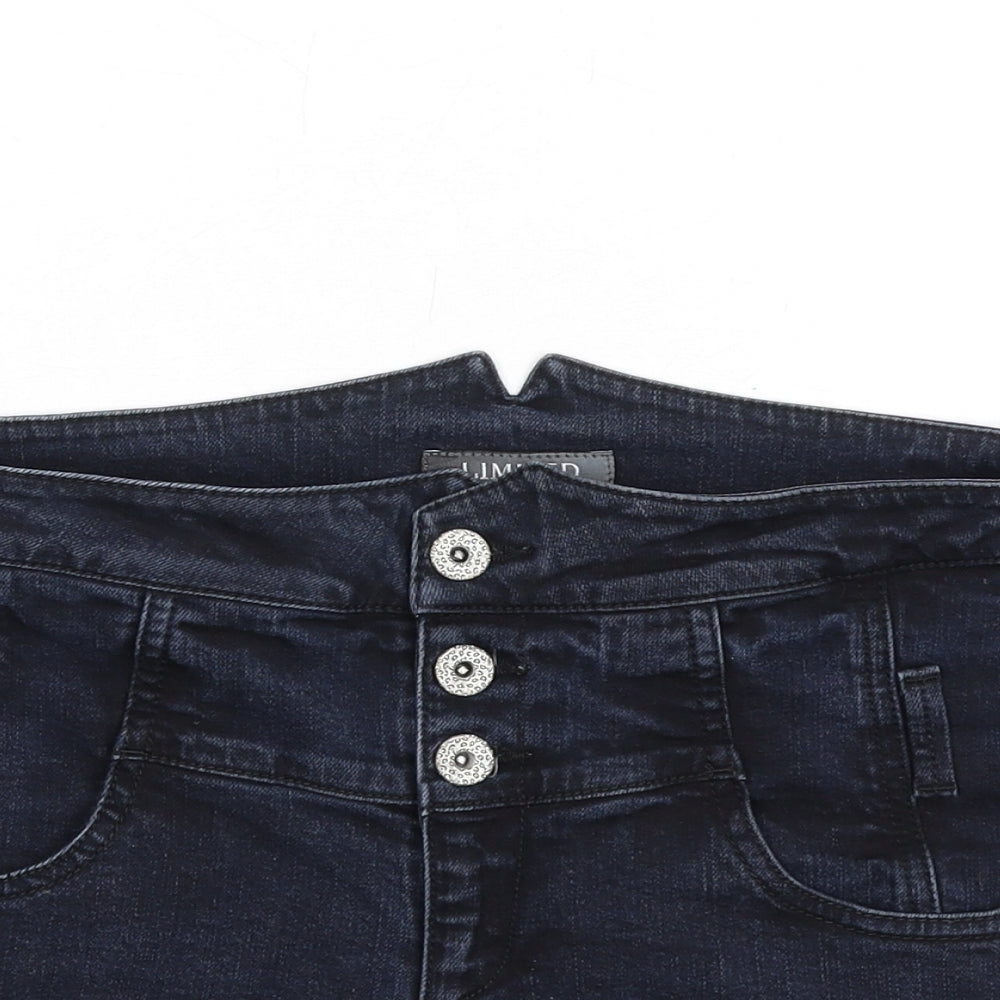 Per Una Womens Blue Cotton Boyfriend Shorts Size 10 Regular Button