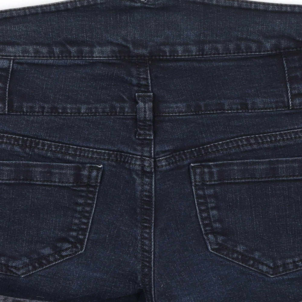 Per Una Womens Blue Cotton Boyfriend Shorts Size 10 Regular Button