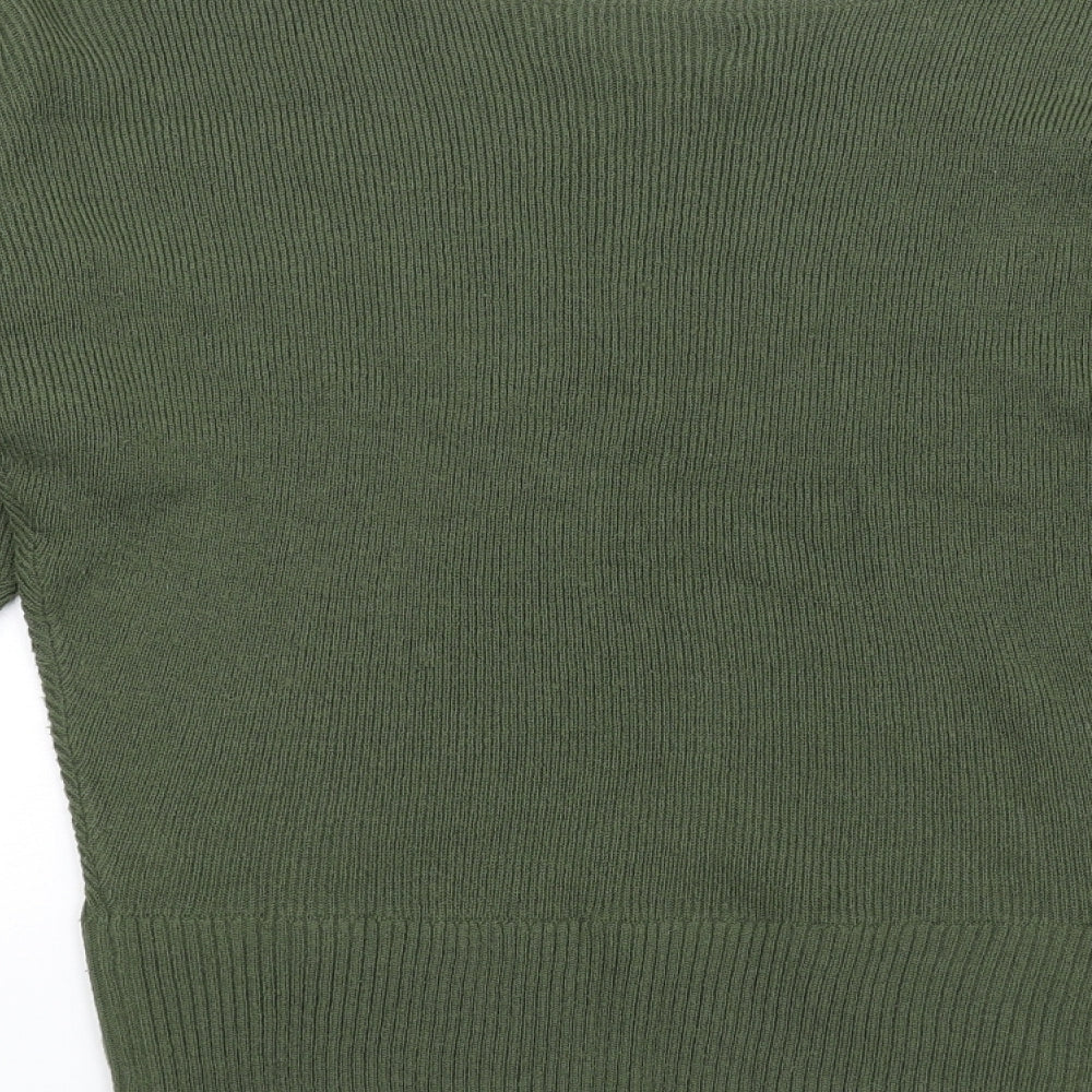 PRETTYLITTLETHING Womens Green Boat Neck Acrylic Pullover Jumper Size M