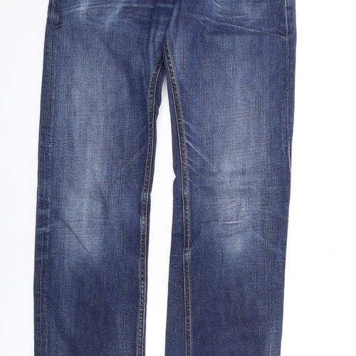 Tommy Hilfiger Mens Blue Cotton Straight Jeans Size 30 in L34 in Regular Zip