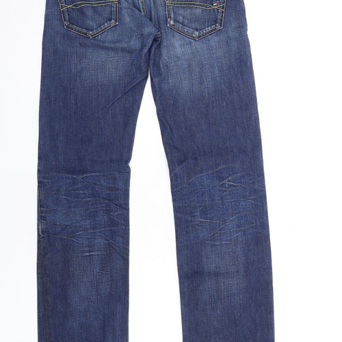 Tommy Hilfiger Mens Blue Cotton Straight Jeans Size 30 in L34 in Regular Zip