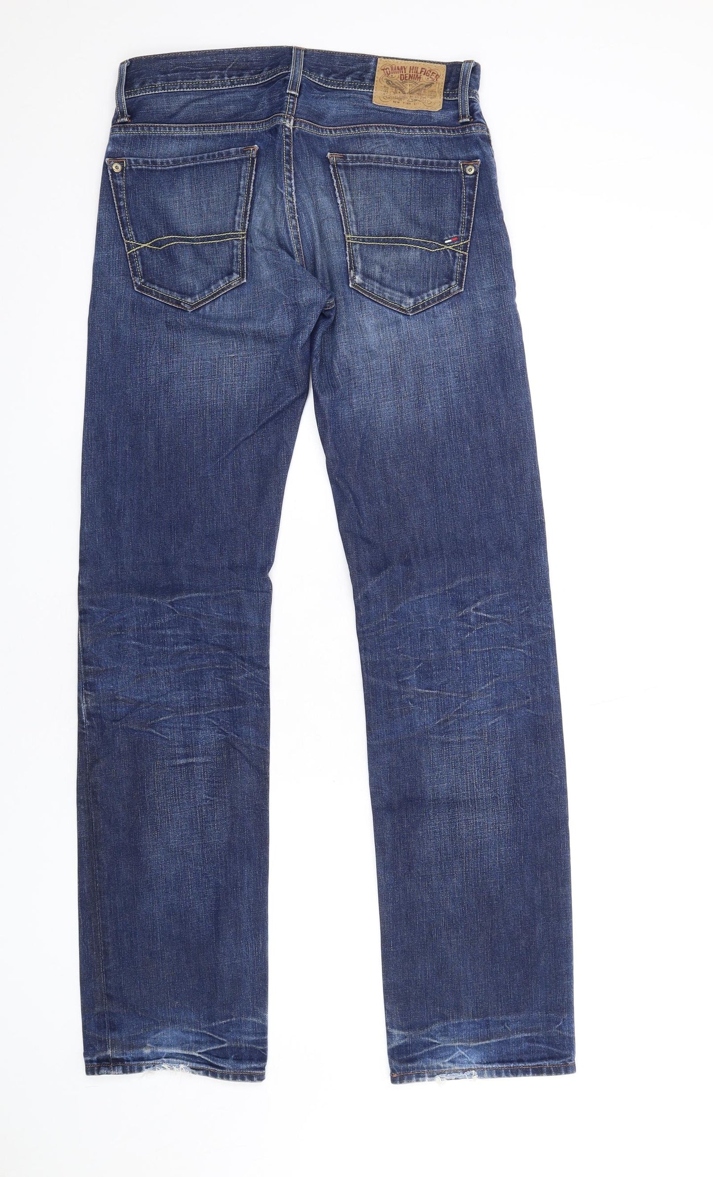 Tommy Hilfiger Mens Blue Cotton Straight Jeans Size 30 in L34 in Regular Zip