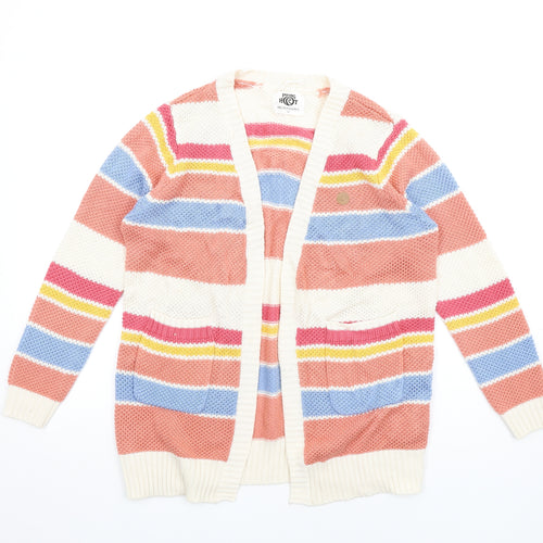 Piping Hot Womens Multicoloured V-Neck Striped Acrylic Cardigan Jumper Size 12