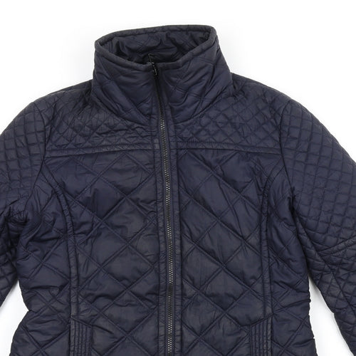 Marc New York Womens Blue Quilted Coat Size S Zip