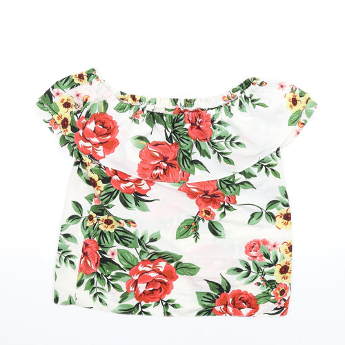 Dorothy Perkins Womens Multicoloured Floral Polyester Basic T-Shirt Size 8 Off the Shoulder