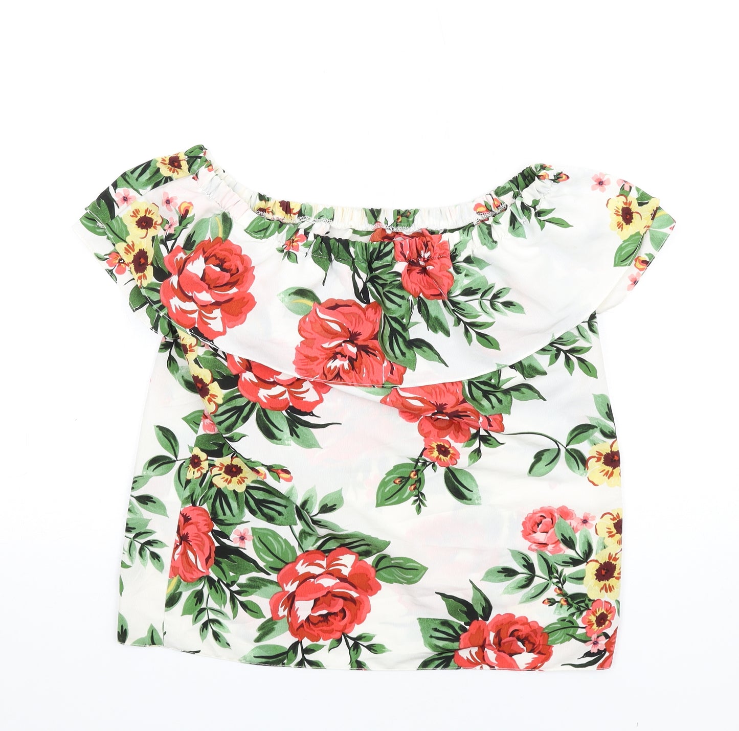 Dorothy Perkins Womens Multicoloured Floral Polyester Basic T-Shirt Size 8 Off the Shoulder
