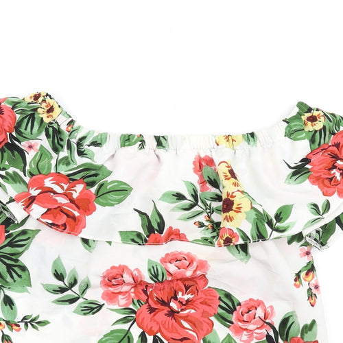 Dorothy Perkins Womens Multicoloured Floral Polyester Basic T-Shirt Size 8 Off the Shoulder