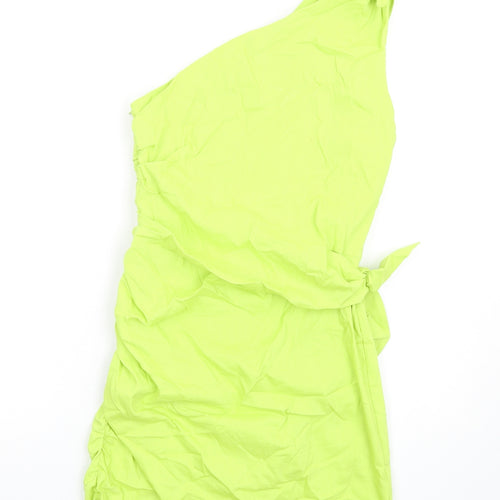 Zara Womens Green Polyester Mini Size L One Shoulder Zip
